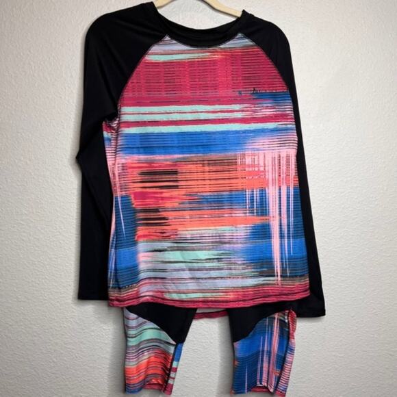 Reel Legends Jagged Stripe Cropped Leggings & L.S. Loungewear Set Sz XL - Picture 1 of 15